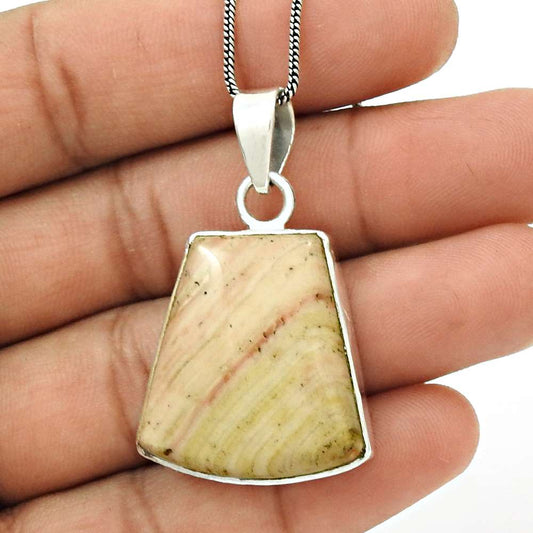 Gift For Her 925 Silver Natural Rhodochrosite Gemstone Pendant Ethnic F8