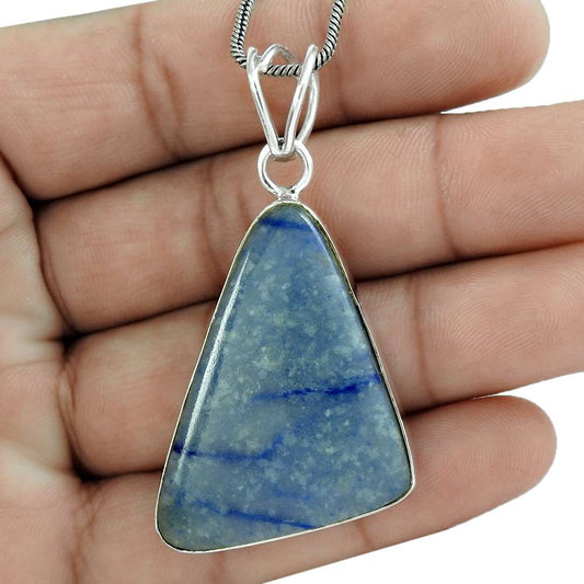 Natural Sodalite Gemstone Pendant Tribal Blue 925 Sterling Silver Jewelry B9