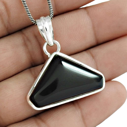 Halloween Gift 925 Sterling Silver Natural Onyx Gemstone Pendant D10