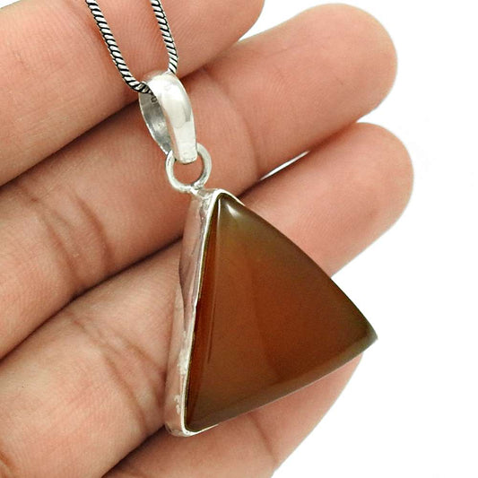 Natural Onyx Gemstone Jewelry 925 Sterling Silver Pendant Bohemian For Girls U8