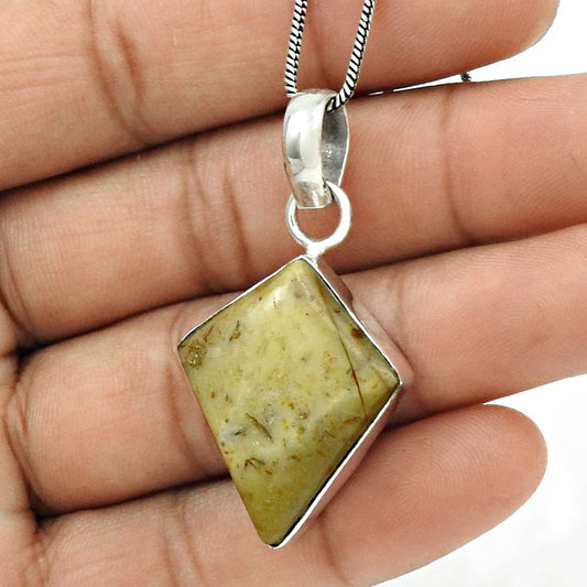 Natural Poppy Jasper Gemstone 925 Sterling Silver Pendant Stylish For Girls V8