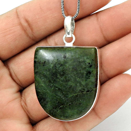 Gift For Her 925 Silver Natural Green Swiss Opal Gemstone Pendant Tribal Y8