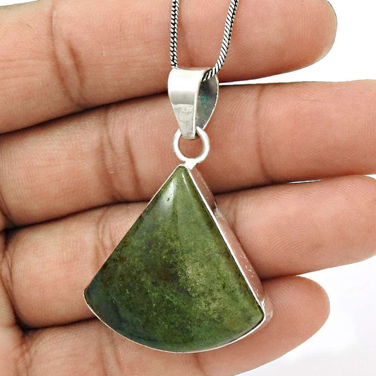 Birthday Gift For Her Natural Green Swiss Opal Pendant Tribal 925 Silver J9