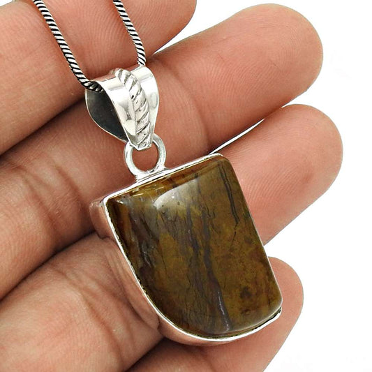 Wedding Gift For Her 925 Sterling Silver Natural Jasper Gemstone Pendant Boho K9