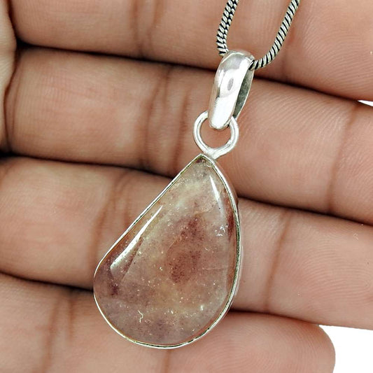 Natural Sunstone Gemstone 925 Sterling Silver Pendant Vintage For Girls G9