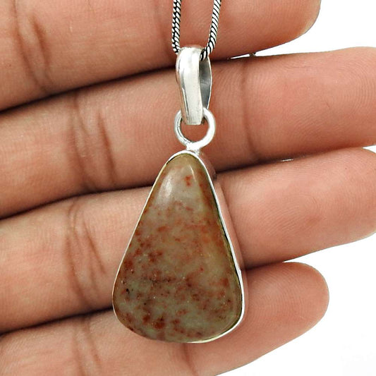 Natural Spiderweb Jasper Gemstone Pendant Stylish 925 Silver For Women M9
