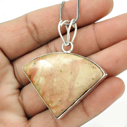 Natural Rhodochrosite Gemstone 925 Sterling Silver Pendant Ethnic For Women N9