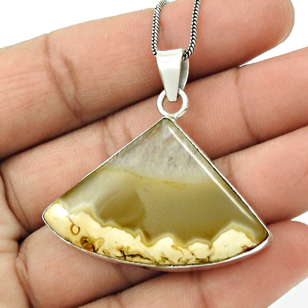 Gift For Women Pendant Vintage 925 Sterling Silver Natural Onyx Gemstone O9