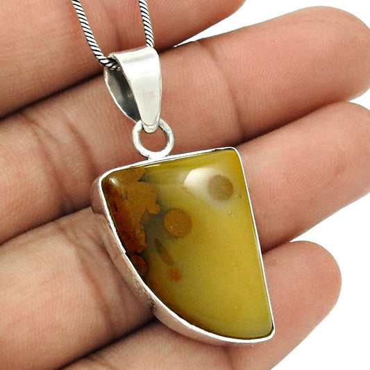 Wedding Gift For Her 925 Silver Natural Mookaite Gemstone Pendant Boho P10