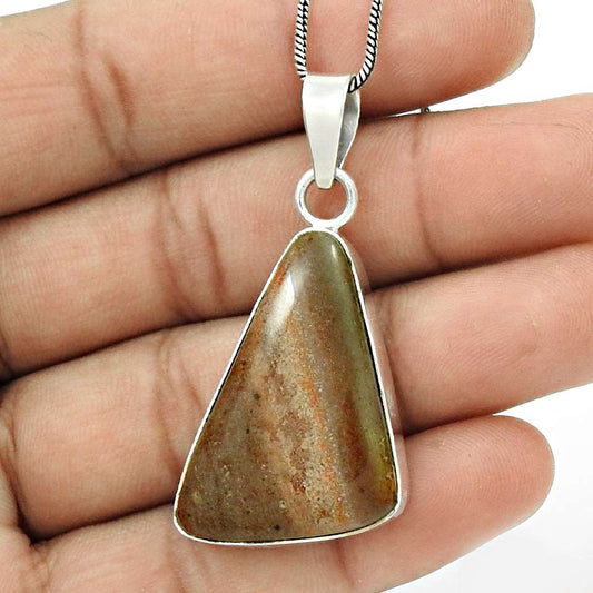 Natural Jasper Gemstone Jewelry 925 Sterling Silver Pendant Ethnic For Women Z9