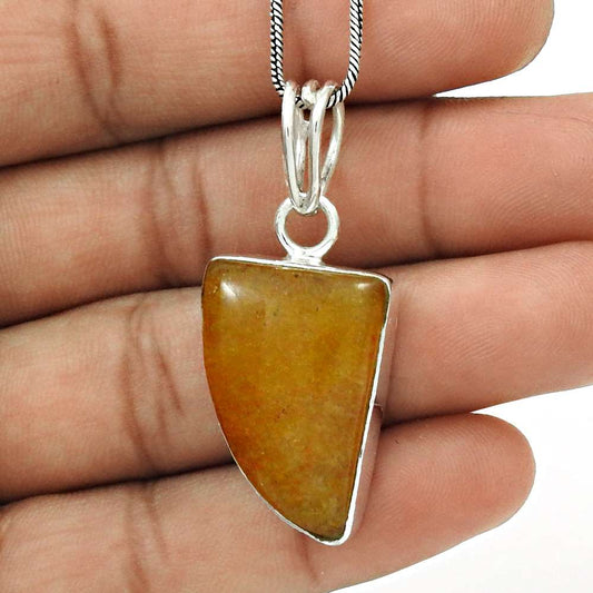 Natural Aventurine Gemstone 925 Sterling Silver Pendant Tribal For Women B10