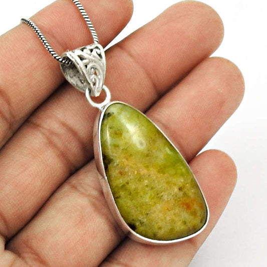Gift For Her 925 Sterling Silver Natural Jasper Gemstone Pendant Ethnic F10