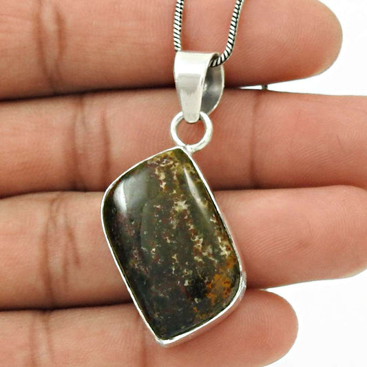 Wedding Gift For Her 925 Silver Natural Crinoid Fossil Pendant Tribal H10