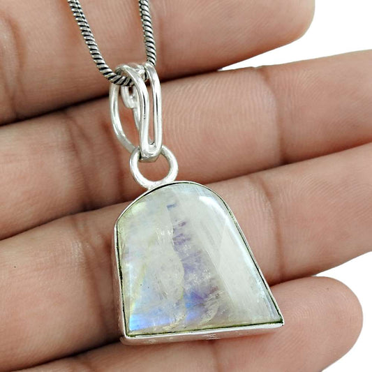 Halloween Gift 925 Sterling Silver Natural Moonstone Gemstone Pendant L10