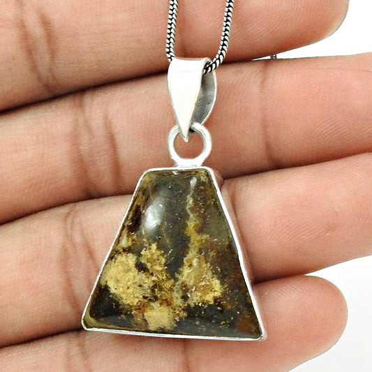Natural Septarian Gemstone Pendant Tribal 925 Sterling Silver For Women M10