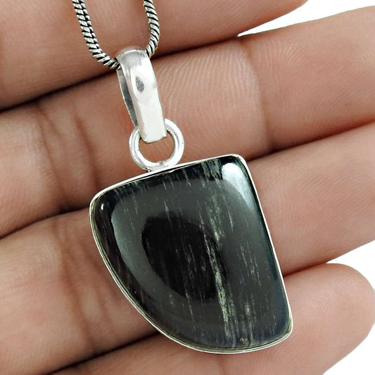 Natural Apache Gold Stone Gemstone Pendant Ethnic 925 Sterling Silver A56