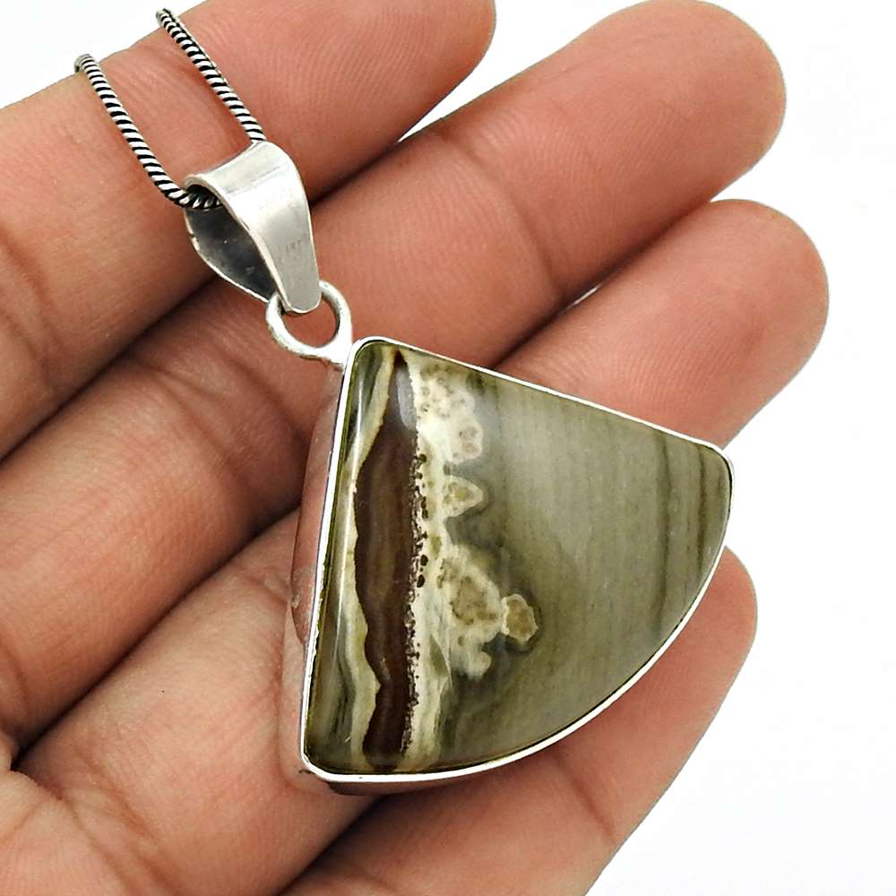 Natural Ocean Jasper Gemstone 925 Sterling Silver Pendant Stylish For Women Z17