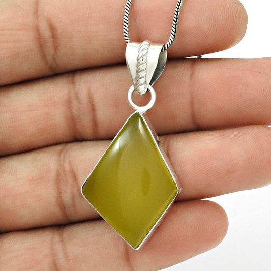 Natural Onyx Gemstone Pendant Vintage Yellow 925 Sterling Silver Jewelry R10