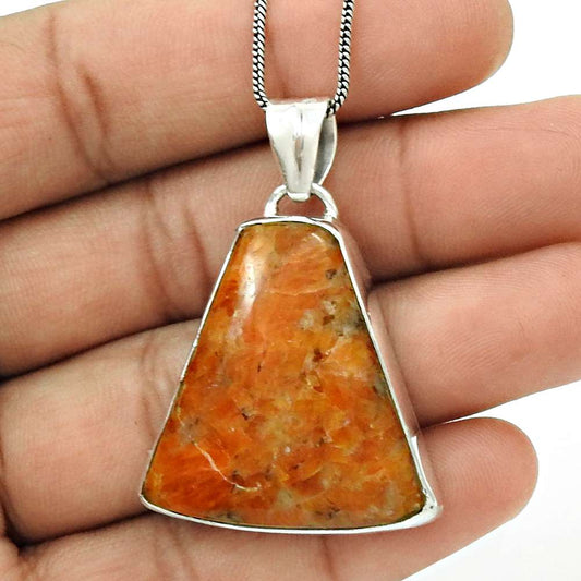 Natural Sponge Coral Gemstone Pendant Tribal Red 925 Sterling Silver Jewelry S10