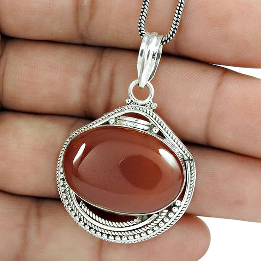 Natural Onyx Gemstone Pendant Tribal 925 Sterling Silver Indian Jewelry U19