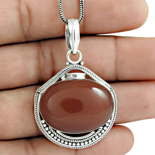 Beautiful 925 Sterling Silver Onyx Gemstone Pendant Handmade Jewelry D38