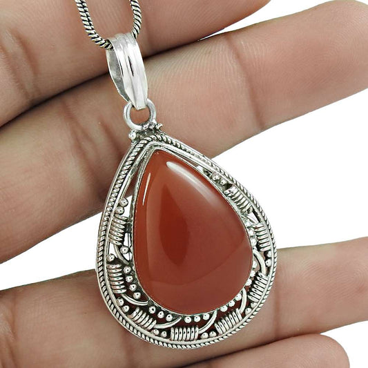 Anniversary Gift For Her Natural Onyx Gemstone Pendant Boho 925 Silver X25