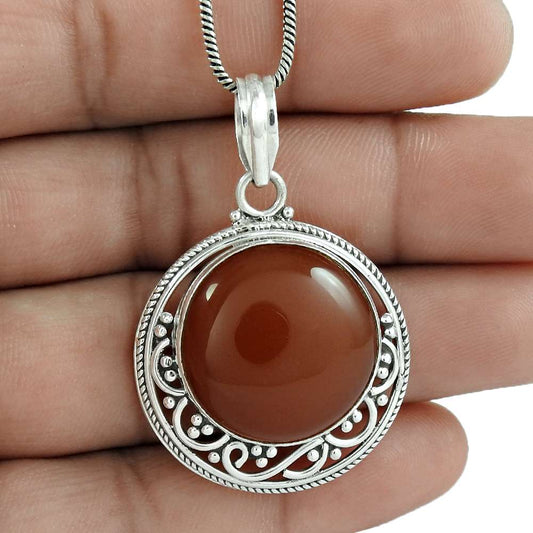 Natural Onyx Gemstone Pendant Ethnic 925 Sterling Silver Indian Jewelry U25