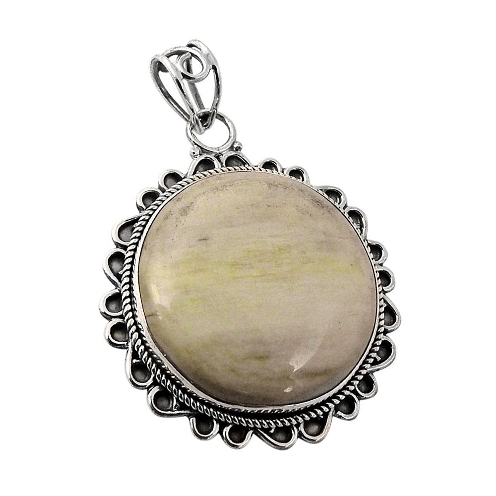 Christmas Gift Natural Leaf Jasper Pendant Vintage 925 Sterling Silver M4