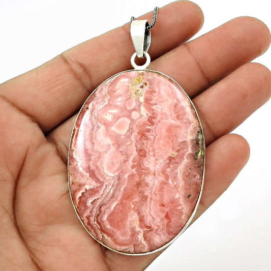Natural Rhodochrosite Gemstone Pendant 925 Sterling Silver Jewelry For Girls A15