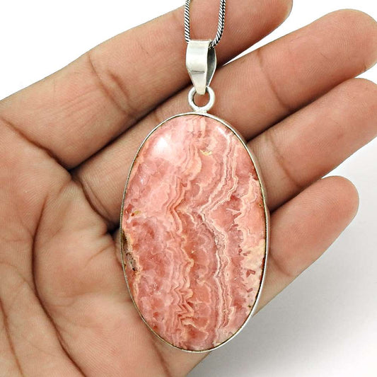 Halloween Gift 925 Sterling Silver Natural Rhodochrosite Gemstone Pendant B15