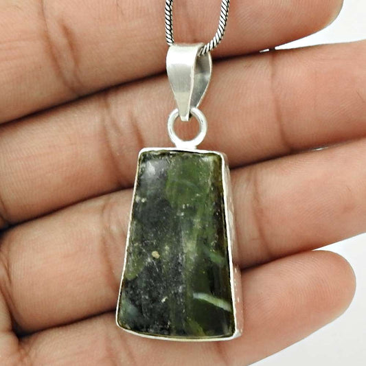 Gift For Women Pendant Tribal 925 Sterling Silver Natural Rhyolite Gemstone S11