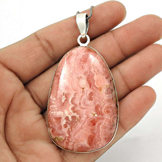 Halloween Gift 925 Silver Natural Rhodochrosite Pendant Stylish Z9