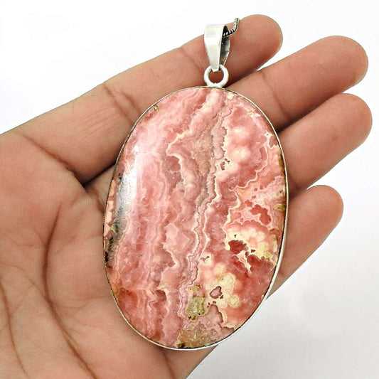 Halloween Gift Natural Rhodochrosite Gemstone Pendant 925 Silver M18