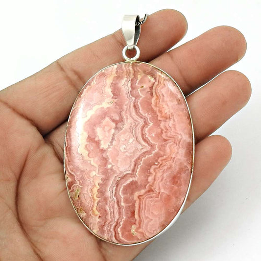 Halloween Gift 925 Sterling Silver Natural Rhodochrosite Pendant Bohemian D10