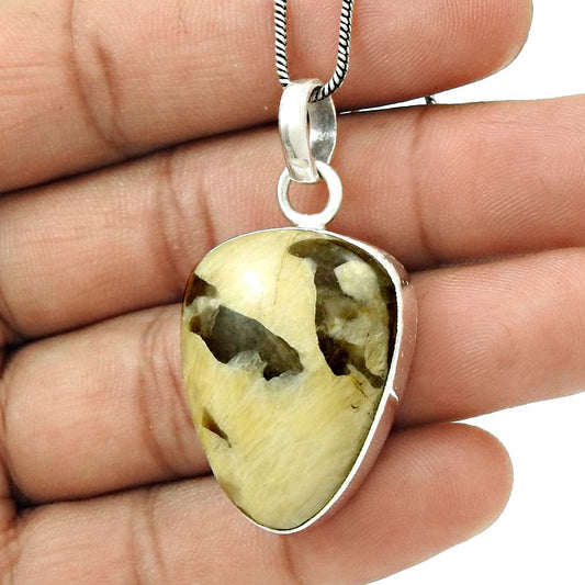 Natural Septarian Gemstone Pendant Stylish 925 Sterling Silver Jewelry T11