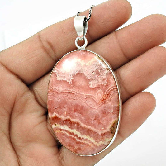 Halloween Gift Pendant Ethnic 925 Silver Natural Rhodochrosite Gemstone E10