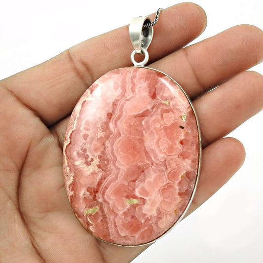 Halloween Gift 925 Sterling Silver Natural Rhodochrosite Pendant Tribal G10