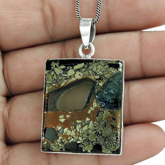 Halloween Gift Natural Fuchsite Gemstone Pendant Boho 925 Sterling Silver Z14