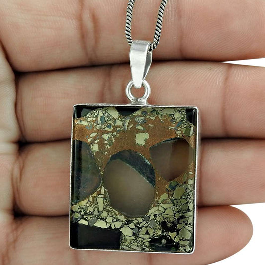 Halloween Gift Jewelry Pendant 925 Sterling Silver Natural Fuchsite Gemstone A15