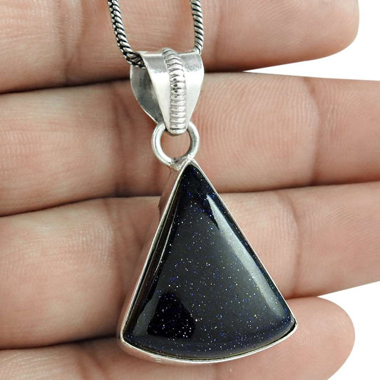 Natural Sunstone Gemstone 925 Sterling Silver Pendant Tribal For Girls A16