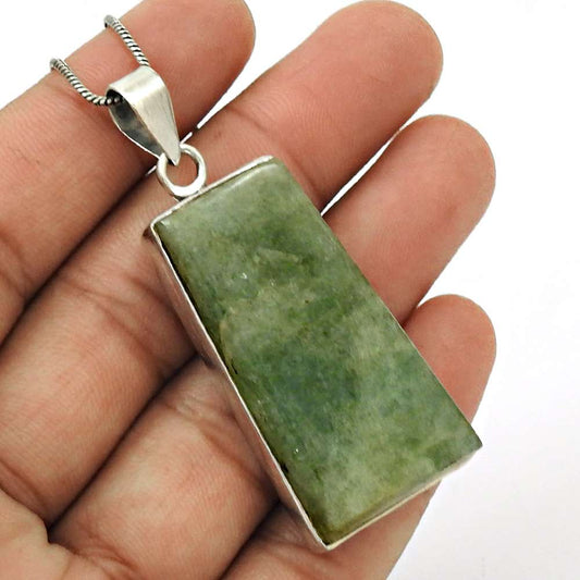 Natural Swiss Opal Gemstone Pendant Boho Green 925 Sterling Silver Jewelry B12