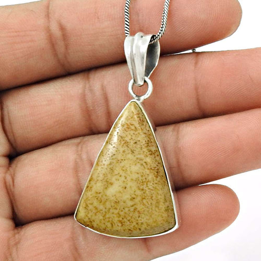 Gift For Women Pendant Stylish 925 Sterling Silver Natural Jasper Gemstone I12