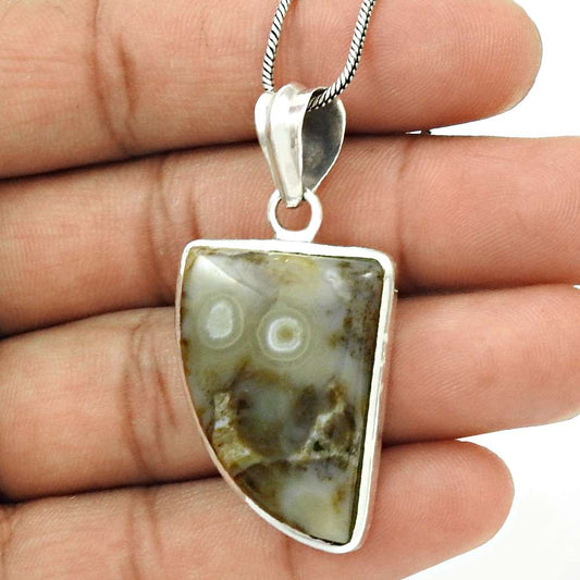 Birthday Gift For Her Natural Botswana Agate Pendant Ethnic 925 Silver P12