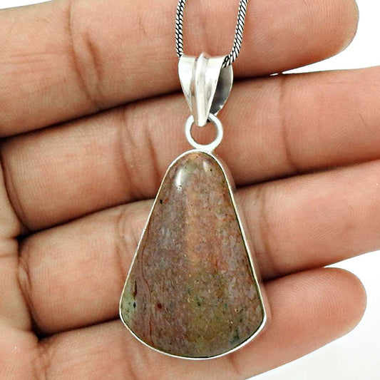 Gift For Women Pendant Bohemian 925 Sterling Silver Natural Jasper Gemstone W12