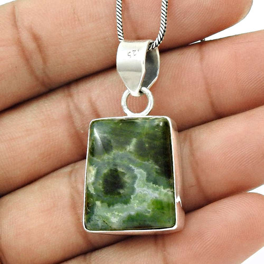 Natural Jasper Gemstone Pendant Ethnic 925 Sterling Silver Jewelry For Girls Y12