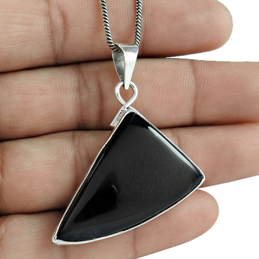 Natural Onyx Gemstone Jewelry 925 Sterling Silver Pendant Bohemian For Women W10