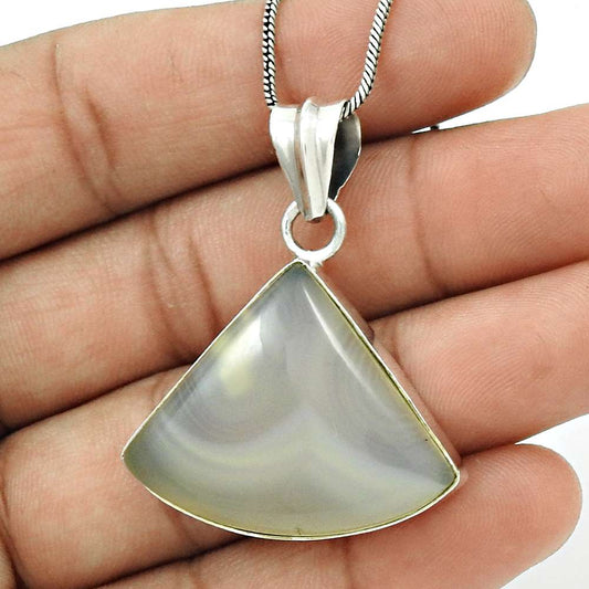 Natural Onyx Gemstone Pendant Tribal 925 Sterling Silver Indian Jewelry G13