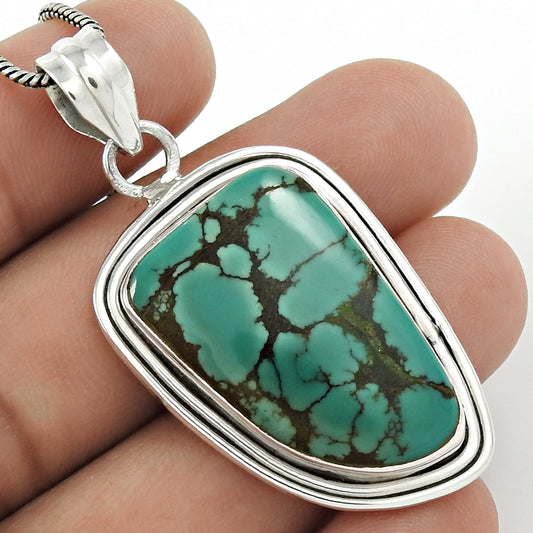 Christmas Gift Natural Turquoise Gemstone Pendant 925 Sterling Silver Jewelry B3