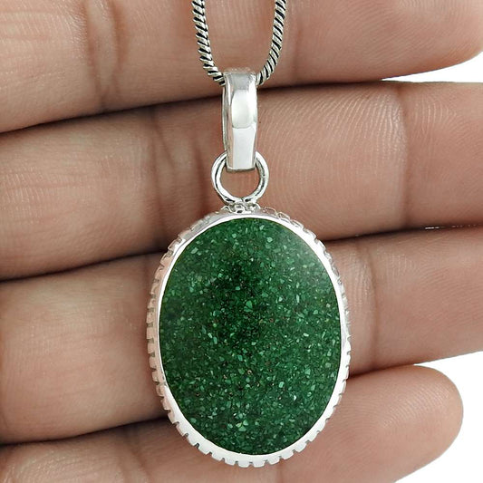 Indian Artisan Jewelry 925 Solid Sterling Silver Pendant Enamel H1