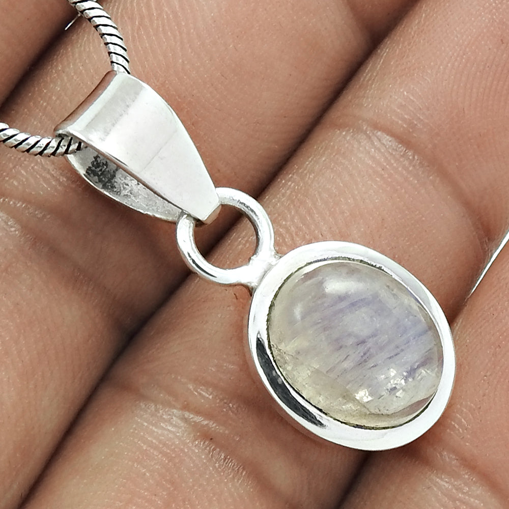 Christmas Gift Pendant 925 Sterling Silver Natural Rainbow Moonstone P3